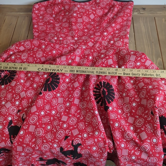 Vintage Rockabilly Red Bandana Western Dress Strapless Cowgirl Rodeo 50s Style - Picture 11 of 13